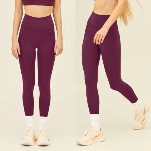 Girlfriend Collective Burgundy Compressive High-Rise Legging in Plum - Picture 1 of 10